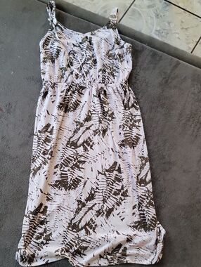 west loop White and Black Tropical Maxi Dress